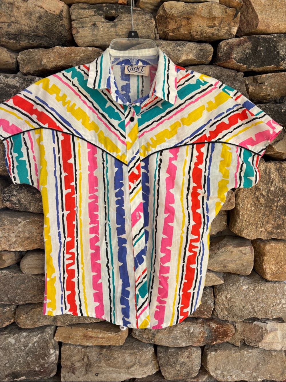 Multicolor Striped Short Sleeve 80’s  Shirt